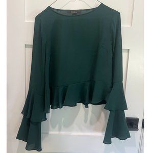 Green Long Sleeve Dressy Top, Forever 21, Small